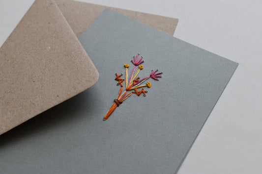 Wild Flower Hand Embroidered Greeting Card