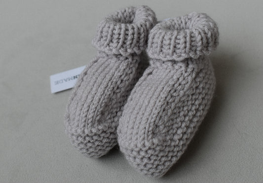 Super soft baby booties, hand knitted in Scotland with 100% merino wool
