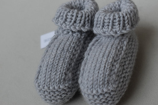 Super soft baby booties, hand knitted in Scotland with 100% merino wool