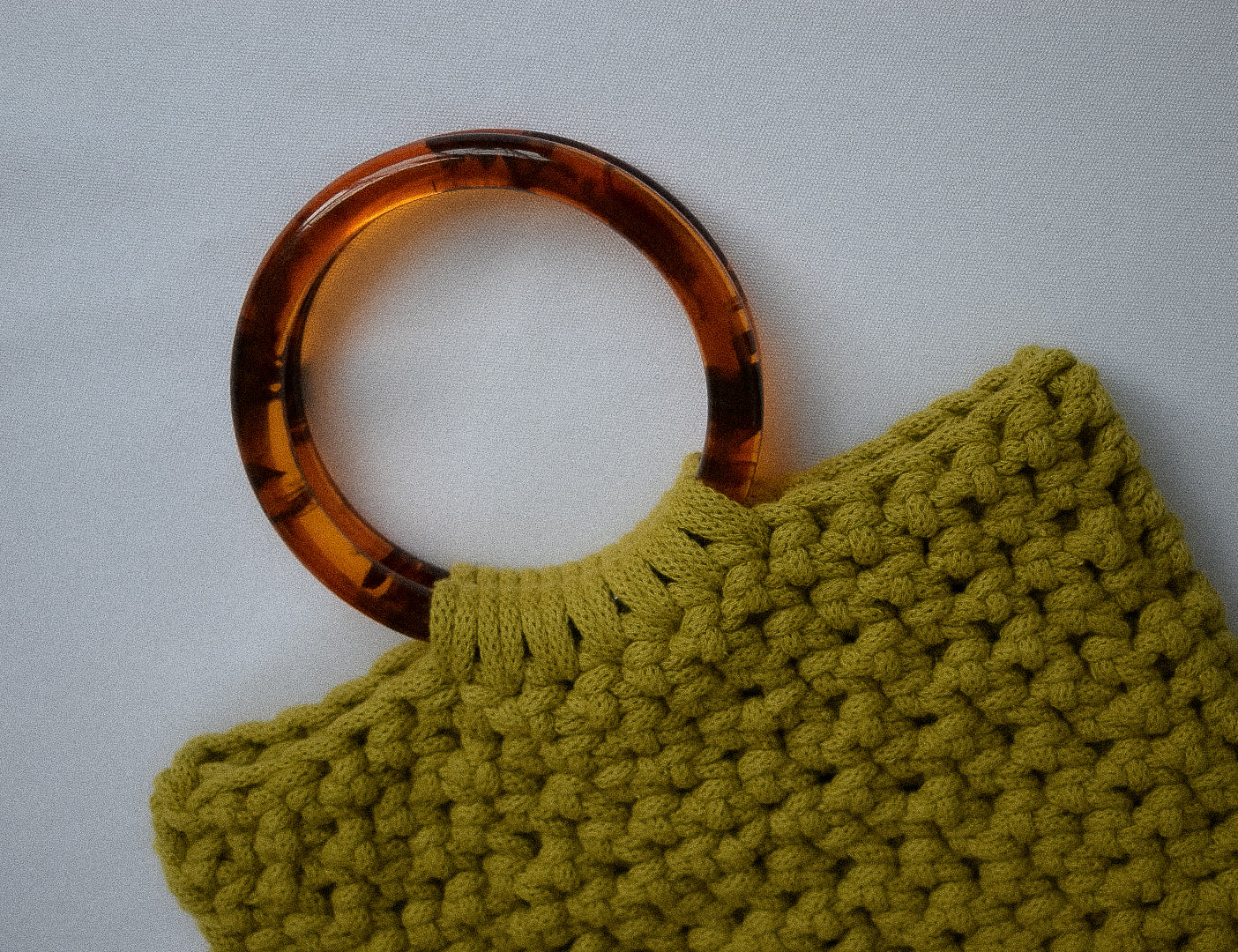 Crocheted hand bag, made with 100% recycled cotton textiles