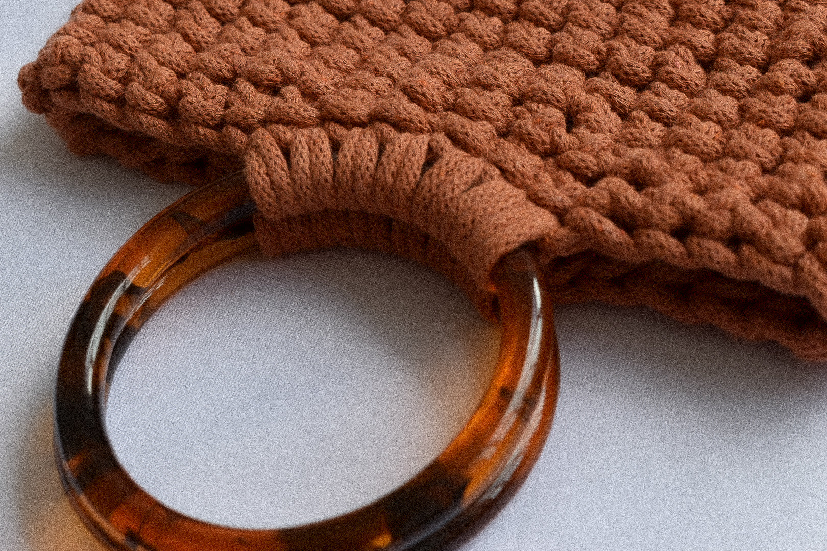 Crocheted hand bag, made with 100% recycled cotton textiles