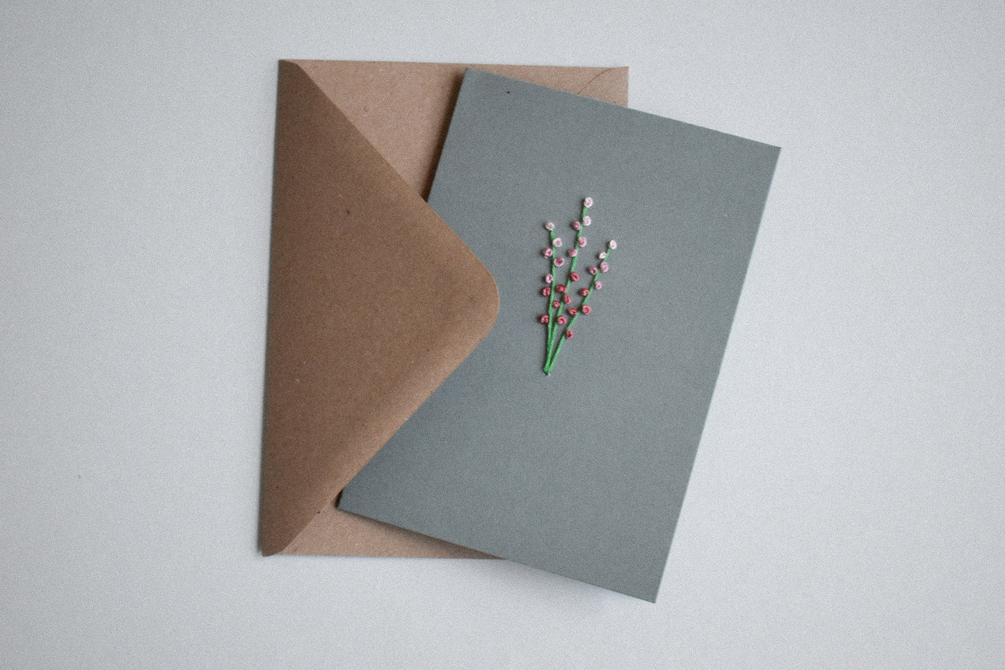 Floral Hand Embroidered Greeting Card