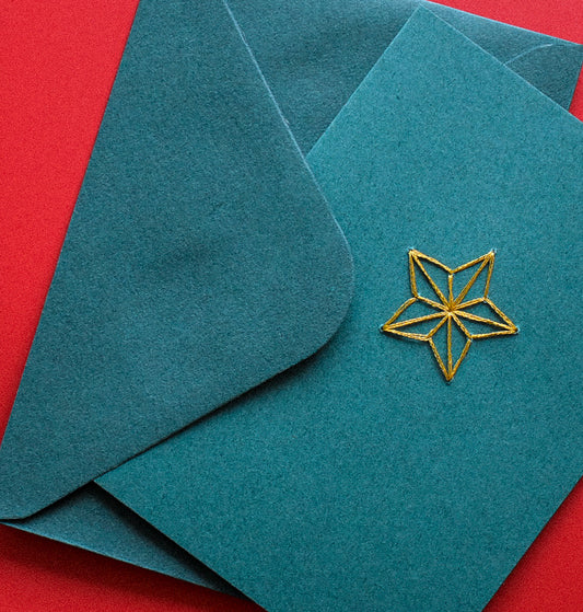 Star Hand Embroidered Greeting Card