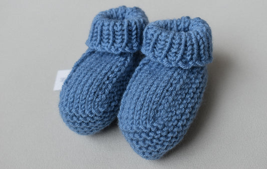 Super soft baby booties, hand knitted in Scotland with 100% merino wool