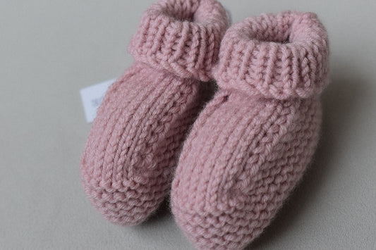 Super soft baby booties, hand knitted in Scotland with 100% merino wool