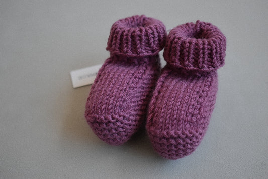Super soft baby booties, hand knitted in Scotland with 100% merino wool