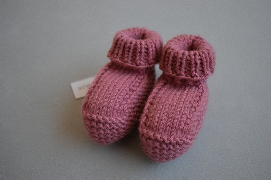 Super soft baby booties, hand knitted in Scotland with 100% merino wool